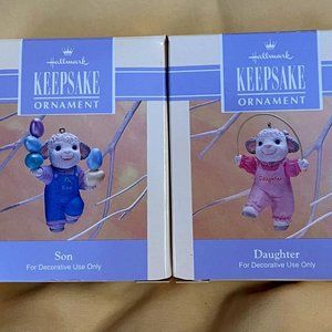 Easter Son & Daughter Lamb Hallmark Ornament - Set of 2